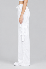 6 Pocket Denim Cargo Jeans | White