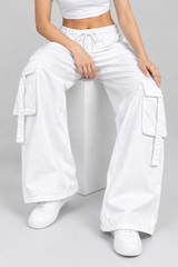 6 Pocket Denim Cargo Jeans | White