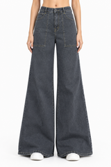 Women's Wide Leg  Baggie Jeans | Charcoal Grey