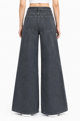 Women's Wide Leg  Baggie Jeans | Charcoal Grey