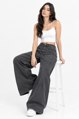 Women's Wide Leg  Baggie Jeans | Charcoal Grey