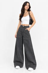 Women's Wide Leg  Baggie Jeans | Charcoal Grey