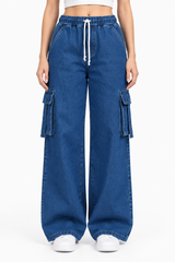 6 Pocket Denim Cargo Jeans | Blue