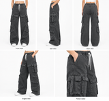 Women's Multi-Pocket Baggie Cargo Jeans | Charcoal Grey