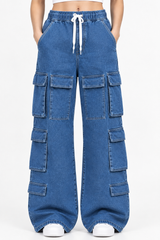 Women's Multi-Pocket Baggie Cargo Jeans | Blue