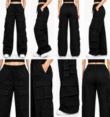 Women's Multi-Pocket Baggie Cargo Jeans | Charcoal Grey