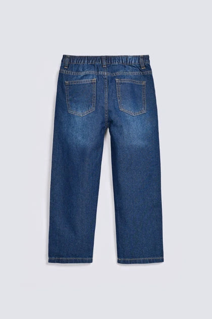 GIRLS MOM FIT RIPPED DENIM