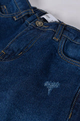 GIRLS MOM FIT RIPPED DENIM